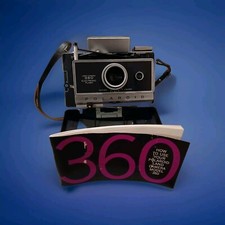Vtg Polaroid 360 Electronic Flash Black Folding Land Camera With Case. Untested