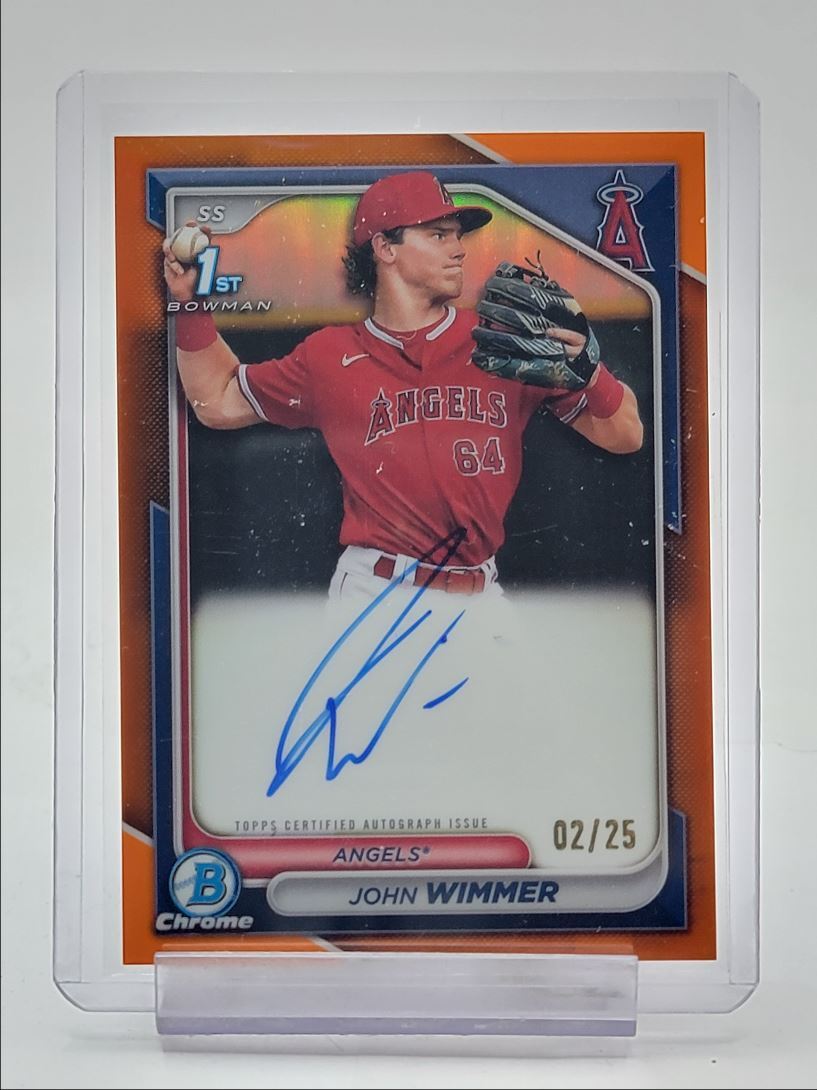 JOHN WIMMER 2024 BOWMAN CHROME 1ST AUTOGRAPH ORANGE AUTO /25 Q3562