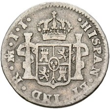 ☆ PLATA HISPANA • 1/2 REAL 1817 • MÉXICO JJ • FERNANDO VII ☆ ESPAÑA C.#406 ☆D0698