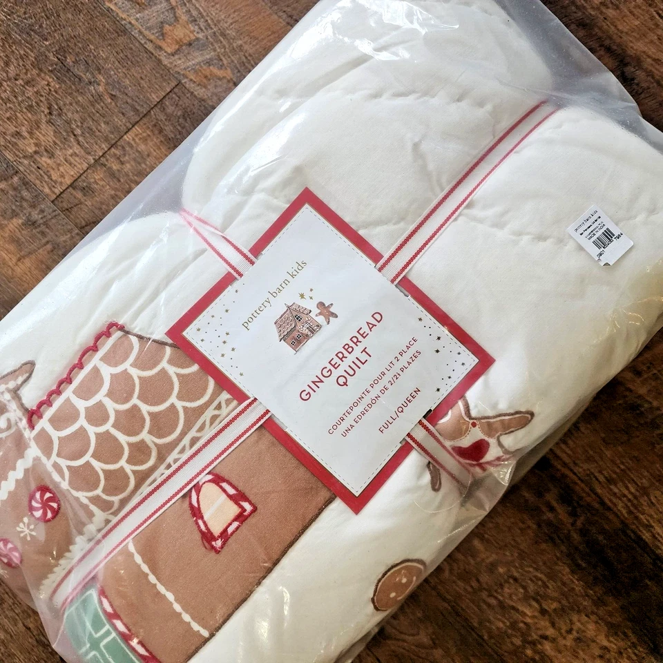 Nuevo edredón Pottery Barn Kids Gingerbread Full Queen Foto 2 de 4