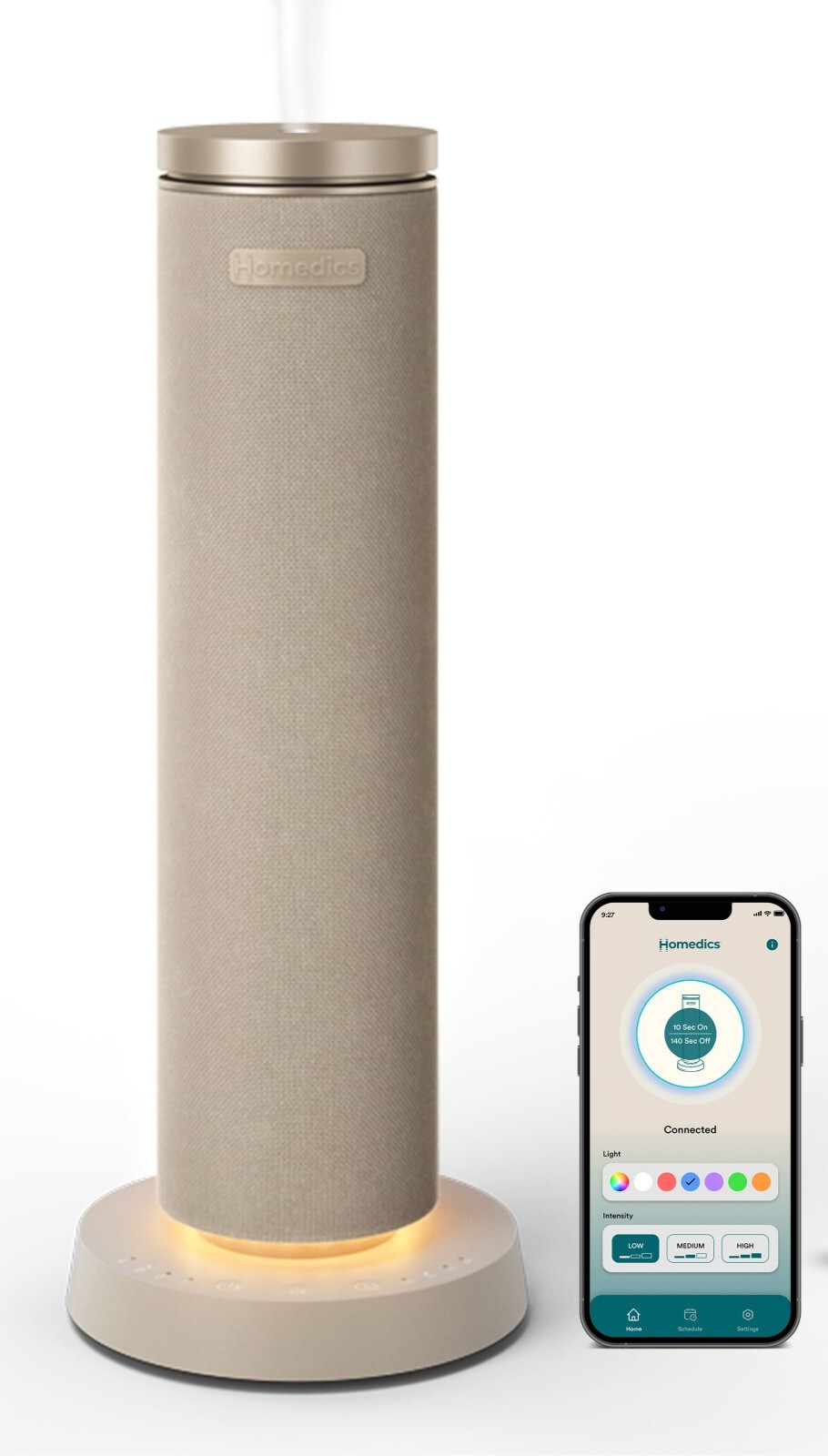 Homedics SereneScent ARMH‑972BE Fabric Diffuser Beige – New Open Box LED App