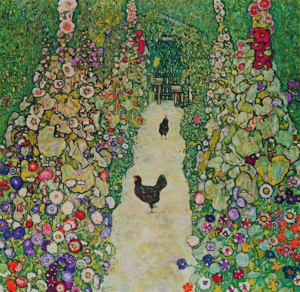 Camino de jardín con pollos de Gustav Klimt impresión de calidad - Frame Me Foto 2 de 2