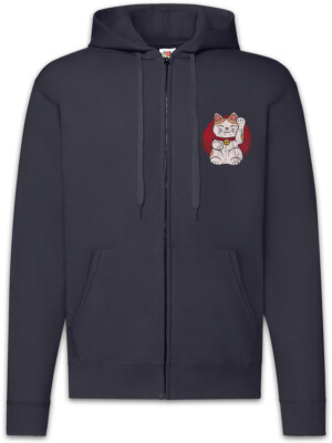 Maneki Neko V Zipper Hoodie Manekineko Cat Cats Winkekatze Katze Katzen