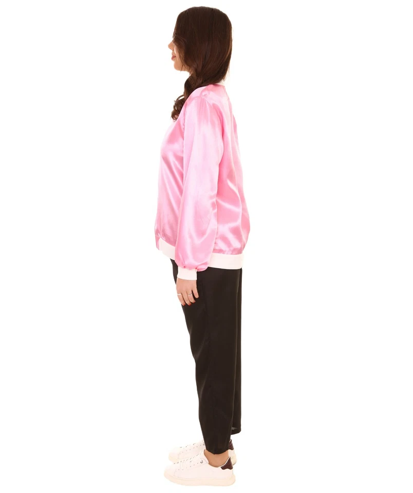Adult Women's 50's Satin Grease Jacket Costume | Pink Cosplay costume HC-495 - Image 4 of 4