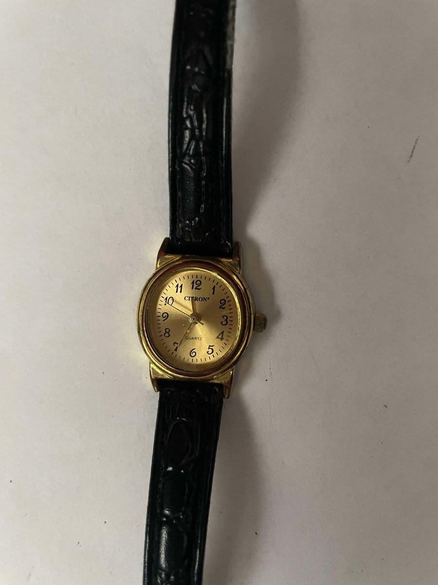 Citron Watch Gold Coloured Case Leather Strap Quartz Mens Citron Watch Gold Coloured Case Leather Strap Quartz Mens