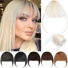 100% REAL Fringe 3D Bangs Clip In Remy Human Hair Extensions One Piece Neat Thin