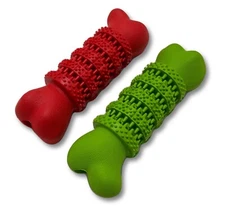 Dogbed4less 1-Pack 6.5” Single Dog Bone Toy, Treat Dispenser with Teeth Cleaning