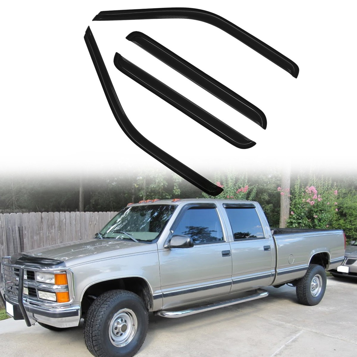 1992-2000 Chevrolet & GMC C/K1500/2500/3500 Crew Cab Window Deflector Vi...