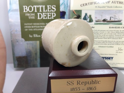 Botella de tinta de cerámica para naufragio SS Republic 1853-1865 artefacto genuino con certificado de autenticidad - Imagen 6 de 9