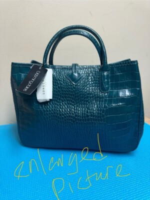 NWT LONGCHAMP CROC EMBOSSED ROSEAU Hobo Shopper Leather Tote Bag