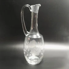 Toscany Glass 1 Qt Decanter Etched Roses and Leaves - REDUCED **