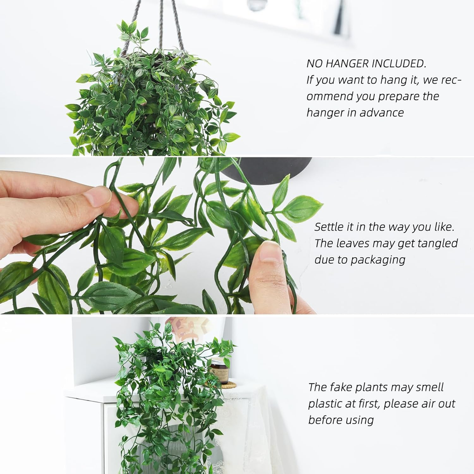 Fake Hanging Plants, Artificial Small Potted Plants for Indoor Outdoor