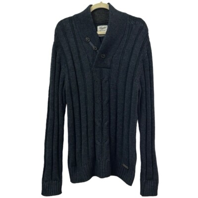 Mexx Women's Cable Knit Surplus Neck Wool Blend Sweater Sz L