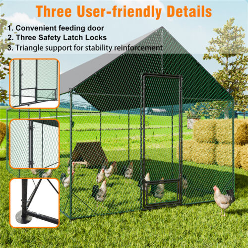 Stronger Metal Chicken Coop Run Duck Pen with Roof for 20 Chickens Backyard Farm - Picture 7 of 14