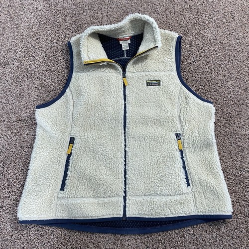 L.L. Bean Shirt Womens 1X Tan Mountain Pile Fleece Vest Outdoor Camp Sherpa