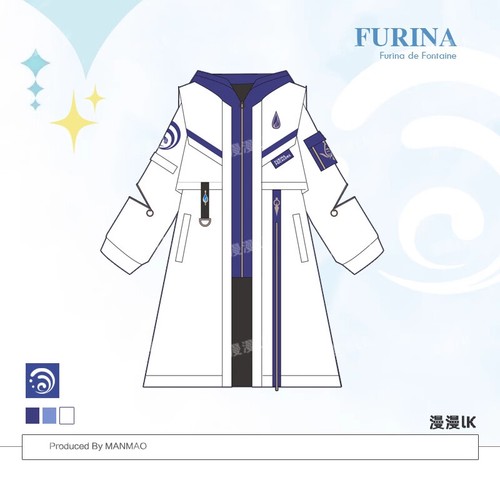 Genshin Impact Furina Cortavientos Sudadera con Capucha Falda Corta Abrigo Ropa Conjunto Regalo - Imagen 3 de 12