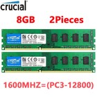CRUCIAL DDR3 1600MHz 16GB (2x 8GB) PC3-12800 Desktop 240pin DIMM Memory RAM 16GB