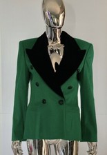 Vintage Escada Green Jacket With Black Velvet Collar