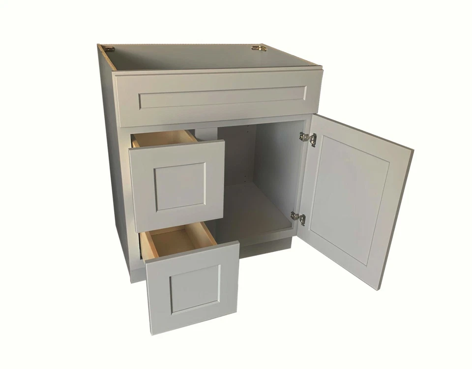 30英寸浅灰色摇椅单人浴室梳妆台底柜30英寸宽x21英寸深x34.5小时 — 第 3/4 张图片