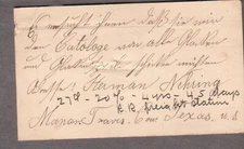 1888 postal card written in German Herman Nehring Manor Texas/re bells