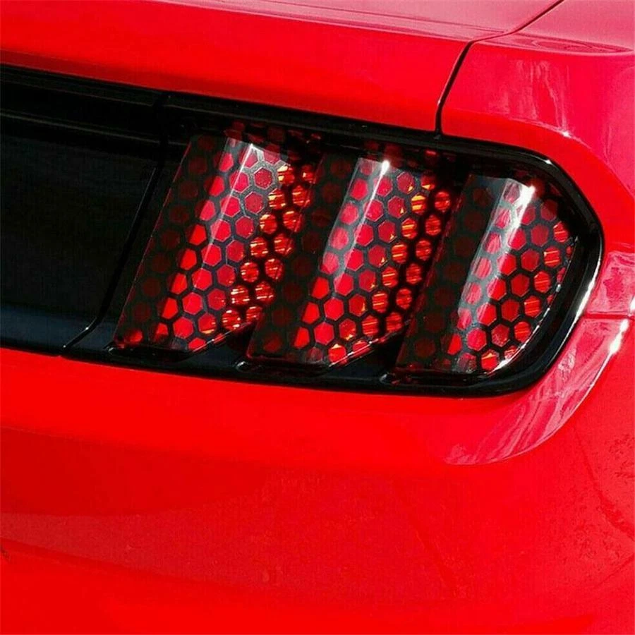 Car Truck SUV Rear Tail Light Cover Honeycomb PVC Sticker Tail-lamp Decal Black - Image 4 of 4