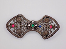 Vintage Rhinestone Filigree Belt Sash Buckle 2 Piece Czechoslovakia