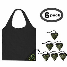 6 Pack Reusable Grocery Bag Heavy Duty Shopping Tote Design Washable Polyester
