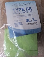 Reinlichkeit Type BB Vacuum Bags 20 Bags 2 Filters Hypo Allergenic Filtration