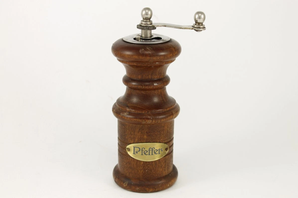 Vintage German PFEFFER Wooden Spice Pepper Grinder 1960's