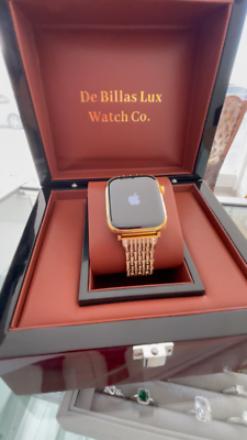 24K Gold Plated 46MM Apple Watch SERIES 10 Diamond Rhinestones