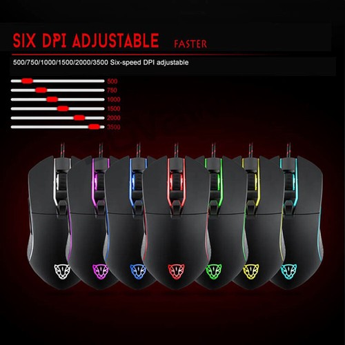 RGB Programming 3500 DPI Gaming Wired Optical Mice Backlit For Laptop, pc - Picture 7 of 8