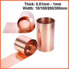 Copper Sheet Strip 0.1mm-1mm Thick Flex Pure Copper Plate 10/20/30/40/50mm Width