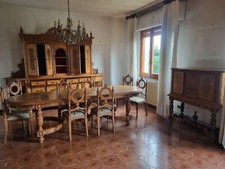 SALA DA PRANZO COMPLETA IN OLIVO SECONDA META' 900 FATTA A MANO