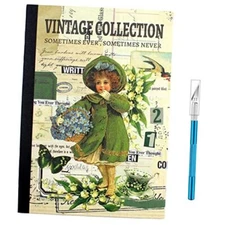 Vintage Scrapbooking Sticker Book for Adults - Green Vintage Collection Book