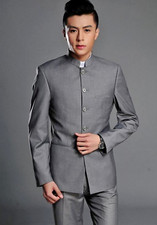 Men Grey Suits 2 Piece Designer Jodhpuri Wedding Dinner Suits Coat Pants 