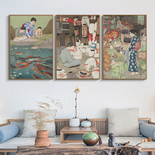 Silk Canvas Art Paint Landscape Ukiyoe Japanese Poster Wall Decor Unframed S731 - Afbeelding 1 van 10