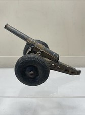 Vintage Barclay Manoil Lead Cannon Rubber Wheels-Spring Loaded Barrel BROWN