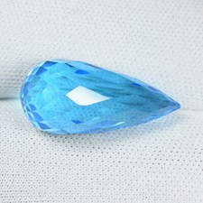 12.38 ct TOP LUSTROUS SWISS BLUE NATURAL BLUE TOPAZ  Briolitte - See Vdo CL