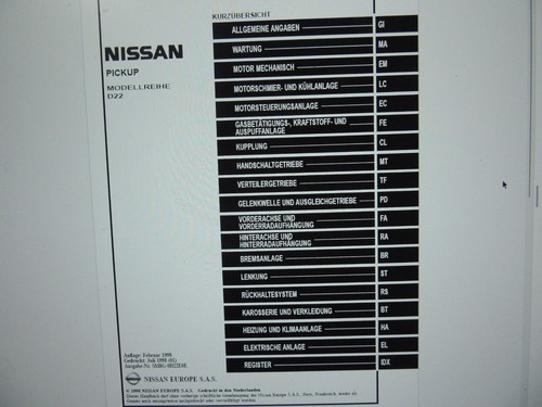 Nissan Navara Pickup D22 1998-2004 Wartungs Reparatur Werkstatthandbuch - Bild 6 von 15