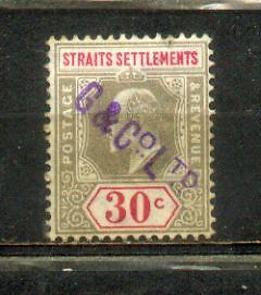 1902 Malaya Malaysia Straits Settlements KEVII 30c CV  Rm 35 - Picture 1 of 1