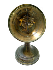 VINTAGE DESKTOP WEATHER STATION GAUGE METAL BRASS MADE IN ENGLAND