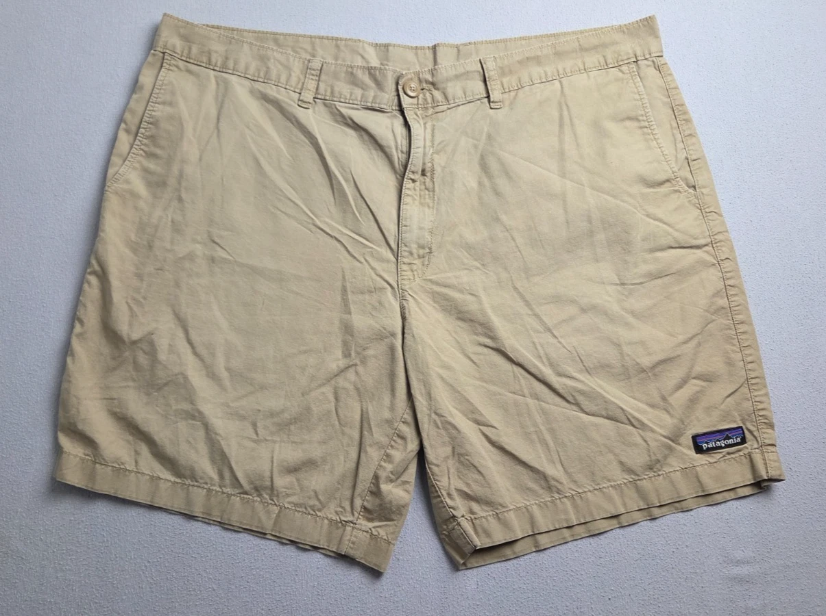 Patagonia Hiking Shorts Mens 40 Beige Hemp Cotton Chino Lightweight Camping Golf