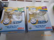2 2-Pack 4 nipples Munchkin Tri-Flow Nipple System Compatible w/Avent Bottles