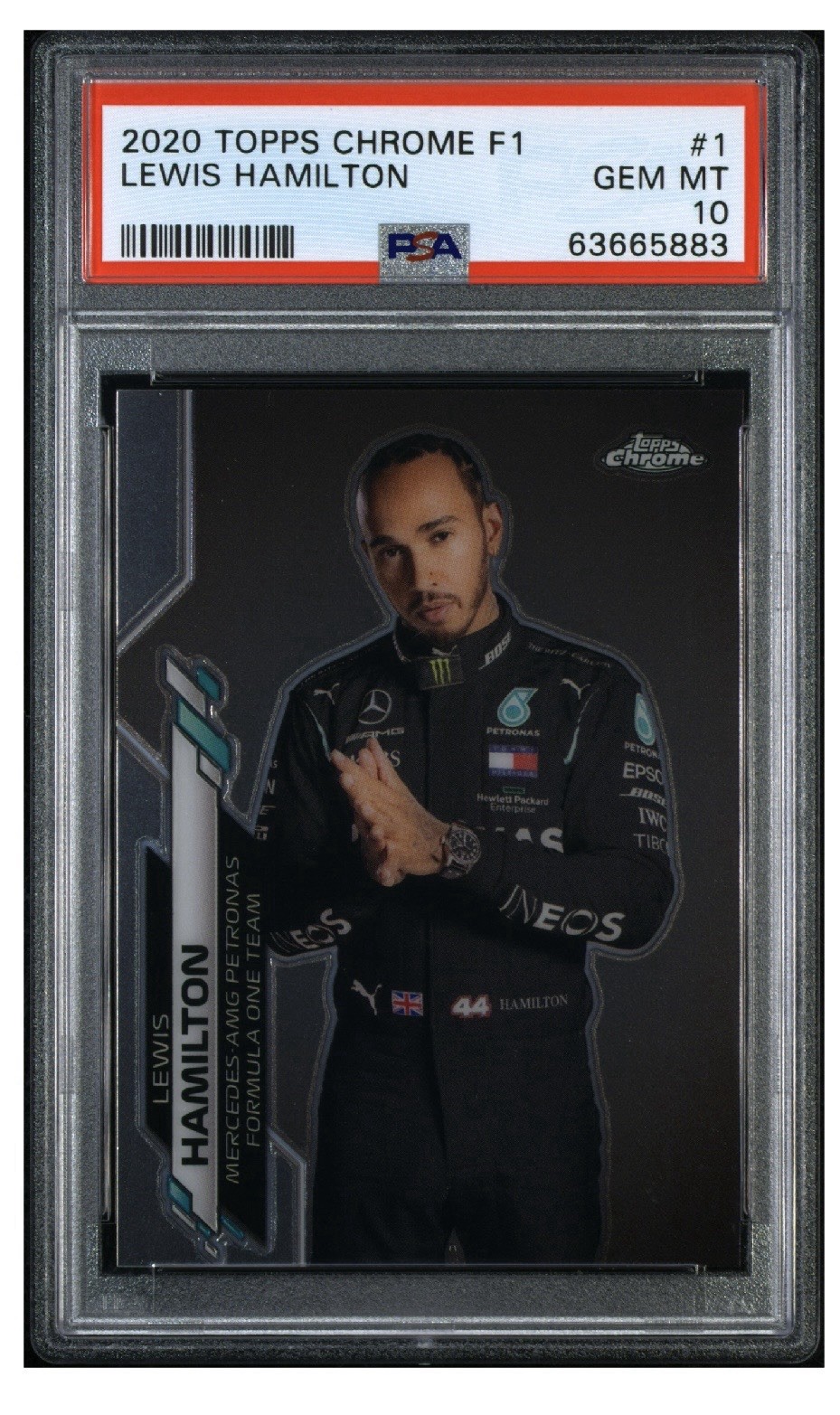2020 TOPPS CHROME FORMULA 1 #1 LEWIS HAMILTON RC ROOKIE PSA 10