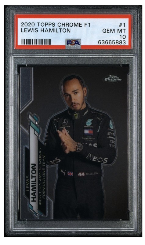 2020 TOPPS CHROME FORMULA 1 #1 LEWIS HAMILTON RC ROOKIE PSA 10