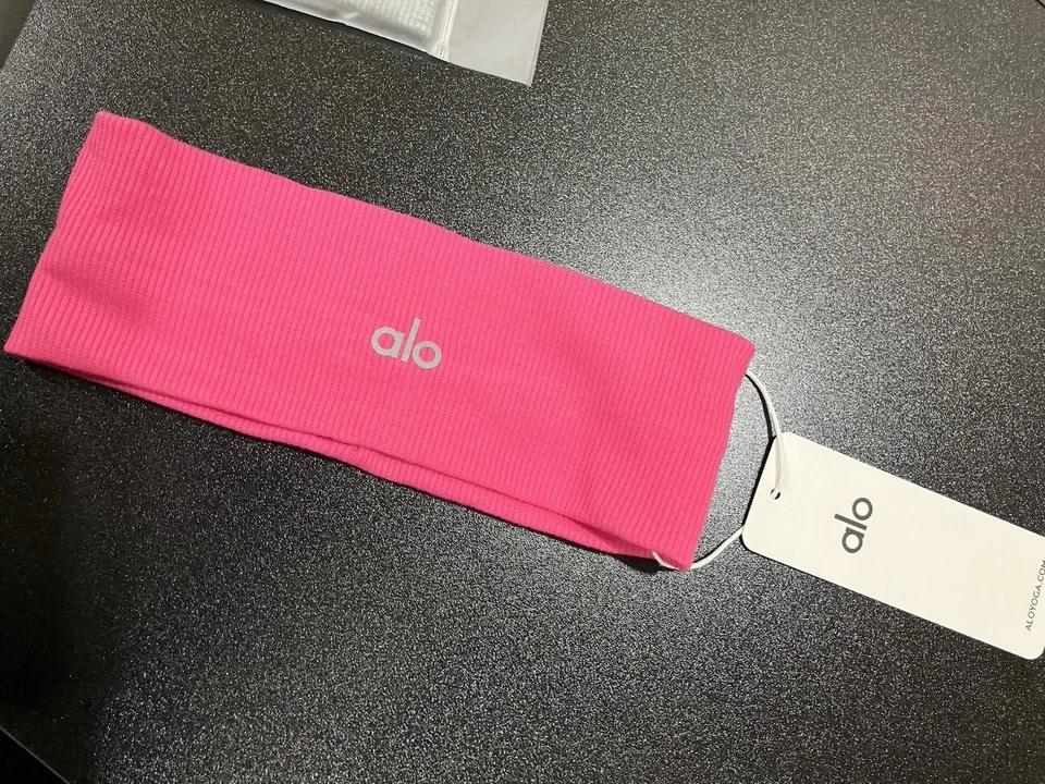 Paquete de 2 diademas Alo Yoga rosa y grises nuevas con etiquetas bandas suaves elásticas para el cabello unisex Foto 2 de 4