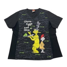Dr. Seuss "Green Eggs in Ham"  Black Short Sleeve Scrub Top  Women's Size M