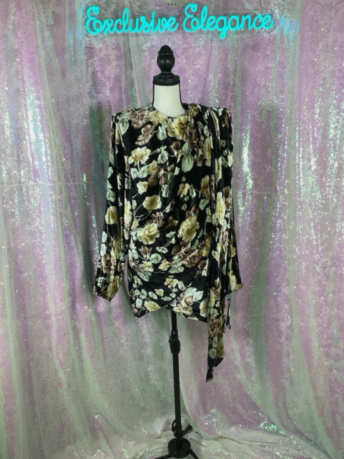 SAINT LAURENT (YSL) Abito Saint Laurent Paris Autunno Stampa Floreale Velluto Avvolgente Tg FR40 US8 AUTENTICO Nuovo con etichette