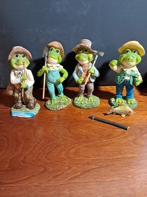 Frog Figurines X 4 Lot  6'' See Photos For Flaws 