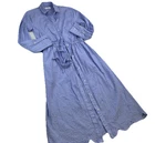 UNTUCKit Dress Women Sz 0 Eyelet-Embroidered Claudia Shirtdress Button Up Blue